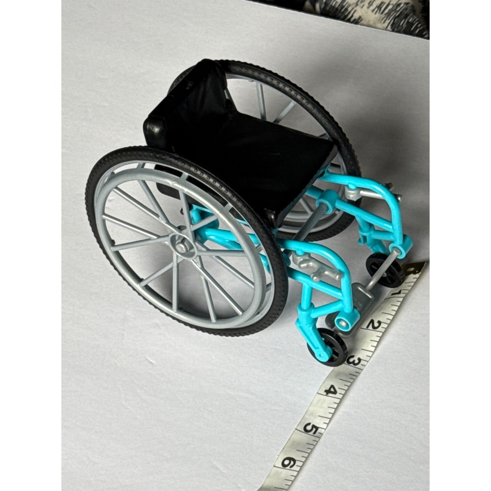 Barbie Doll Wheelchair Accessory Teal Blue Silver‎ Black GGL22 Replacement Toy - Picture 3 of 5